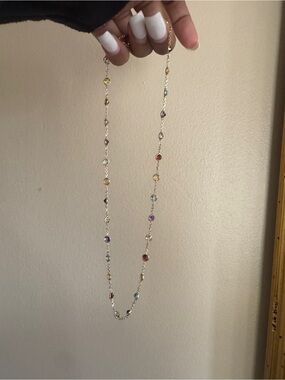 Gold Multi-Gemstone Station Necklace - Women Jewelry